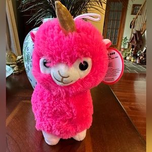 Peek-A-Boo Toys Hot Pink Llama Unicorn Llama-Corn Plush 8" w/ Hanging Loop NWT